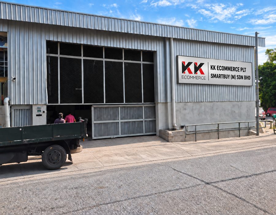 KK ECOMMERCE office and warehouse building with company signboard, 2022 to now