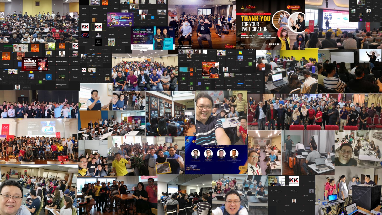 Collage of Koh Tak Song speaking at various business, e-commerce and government-agency events